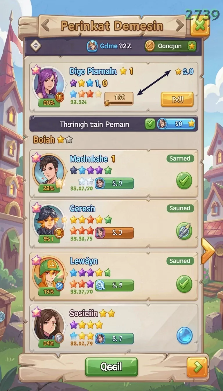 Cuplikan layar KASTIL777 — menu navigasi